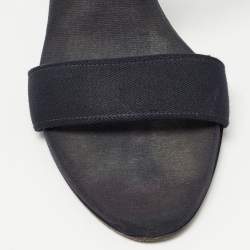 Gucci Navy Blue Canvas Slide Sandals Size  38.5