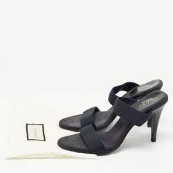 Gucci Navy Blue Canvas Slide Sandals Size  38.5