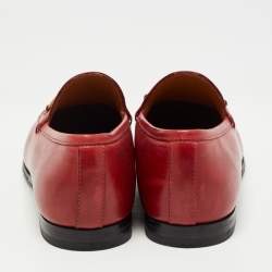 Gucci Red Leather Jordaan Slip On Loafers Size 36.5