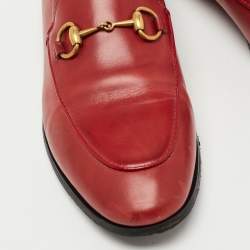 Gucci Red Leather Jordaan Slip On Loafers Size 36.5