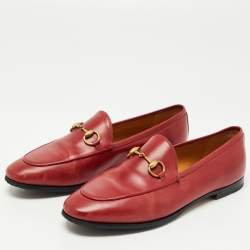 Gucci Red Leather Jordaan Slip On Loafers Size 36.5