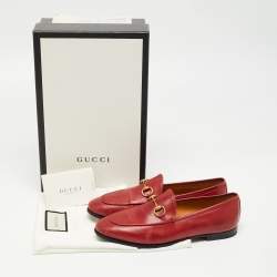 Gucci Red Leather Jordaan Slip On Loafers Size 36.5