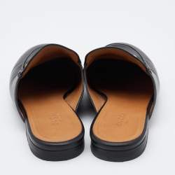 Pre Owned Gucci Black Leather Princetown Flat Mules Size 38.5 
