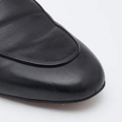 Pre Owned Gucci Black Leather Princetown Flat Mules Size 38.5 