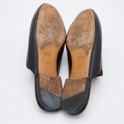 Pre Owned Gucci Black Leather Princetown Flat Mules Size 38.5 