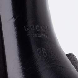 Pre Owned Gucci Black Suede and Leather Studded Ankle Strap Sandals Size 38