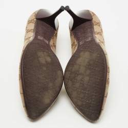 Pre Owned Gucci Brown GG Canvas Pointed Toe Pumps Size 38