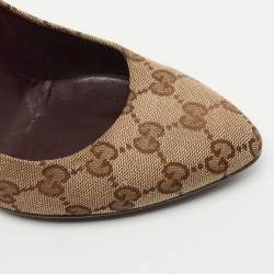 Pre Owned Gucci Brown GG Canvas Pointed Toe Pumps Size 38
