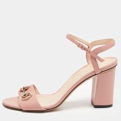 Gucci Pink Leather Ankle Strap Sandals Size 39