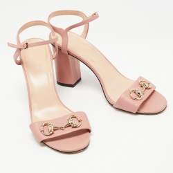 Gucci Pink Leather Ankle Strap Sandals Size 39