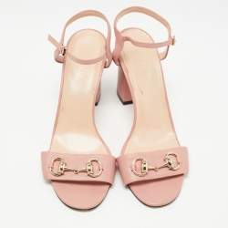 Gucci Pink Leather Ankle Strap Sandals Size 39
