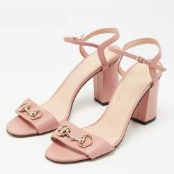 Gucci Pink Leather Ankle Strap Sandals Size 39