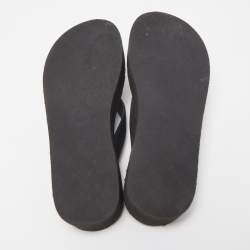 Pre Owned Gucci Black Rubber GG Logo Thong Slide Flat Size 36