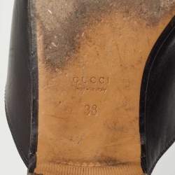 Gucci Black Leather Floral Embroidered Princetown Flat Mules Size 38