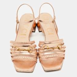 Gucci Rose Gold Leather Ketty Sandals Size 40