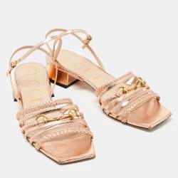 Gucci Rose Gold Leather Ketty Sandals Size 40