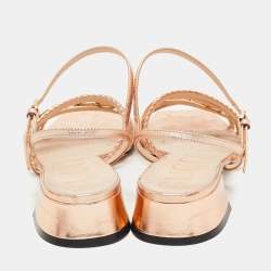 Gucci Rose Gold Leather Ketty Sandals Size 40