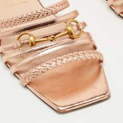 Gucci Rose Gold Leather Ketty Sandals Size 40
