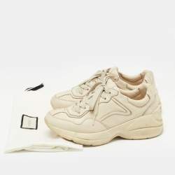 Gucci Cream Leather Rhyton Sneakers Size 38