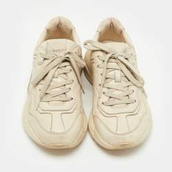Gucci Cream Leather Rhyton Sneakers Size 38
