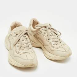 Gucci Cream Leather Rhyton Sneakers Size 38