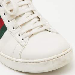 Gucci White Leather Bee Embroidered Ace Sneakers Size 38