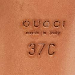 Pre Owned Gucci Brown Embossed Leather Buckle Pumps Size 37