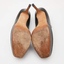 Pre Owned Gucci Black Leather Tile Platform Pumps Size 40