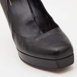 Pre Owned Gucci Black Leather Tile Platform Pumps Size 40