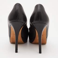 Pre Owned Gucci Black Leather Tile Platform Pumps Size 40