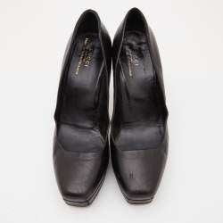Pre Owned Gucci Black Leather Tile Platform Pumps Size 40
