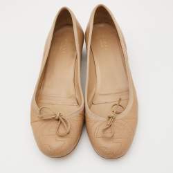 Gucci Beige Leather Interlocking G Ballet Flats Size 38