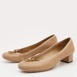Gucci Beige Leather Interlocking G Ballet Flats Size 38