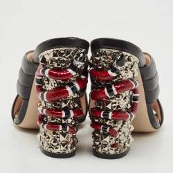 Gucci Black Leather Webby Slide Sandals Size 38.5
