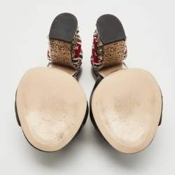 Gucci Black Leather Webby Slide Sandals Size 38.5