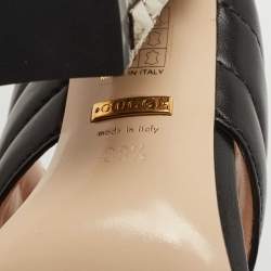 Gucci Black Leather Webby Slide Sandals Size 38.5