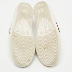 Gucci White Leather Studded Web Ace Sneakers Size 37