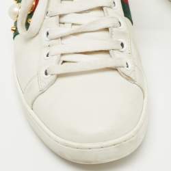 Gucci White Leather Studded Web Ace Sneakers Size 37