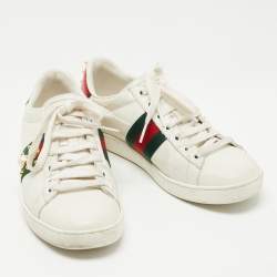 Gucci White Leather Studded Web Ace Sneakers Size 37