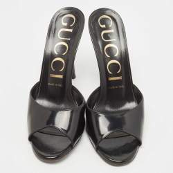 Pre Owned صندل سلايد غوتشي جلد لامع أسود مقاس 38