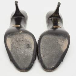 Pre Owned صندل سلايد غوتشي جلد لامع أسود مقاس 38