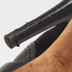 Pre Owned Gucci Black Leather and Suede Wimbledon Booties Size 38.5