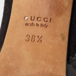 Pre Owned Gucci Black Leather and Suede Wimbledon Booties Size 38.5