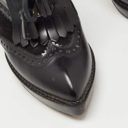 Pre Owned Gucci Black Leather and Suede Wimbledon Booties Size 38.5