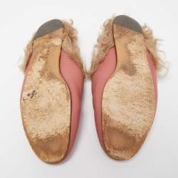 Gucci Pink Leather and Fur Princetown Mules Size 39