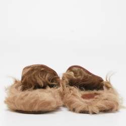 Gucci Pink Leather and Fur Princetown Mules Size 39