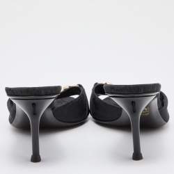 Gucci Black GG Canvas and Leather Horsebit Slide Sandals Size 40.5