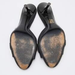 Gucci Black GG Canvas and Leather Horsebit Slide Sandals Size 40.5
