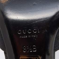 Gucci Black GG Canvas and Leather Horsebit Slide Sandals Size 40.5
