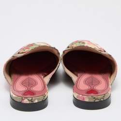 Pre Owned Gucci Brown/Beige GG Supreme Blooms Canvas Princetown Flat Mules Size 36